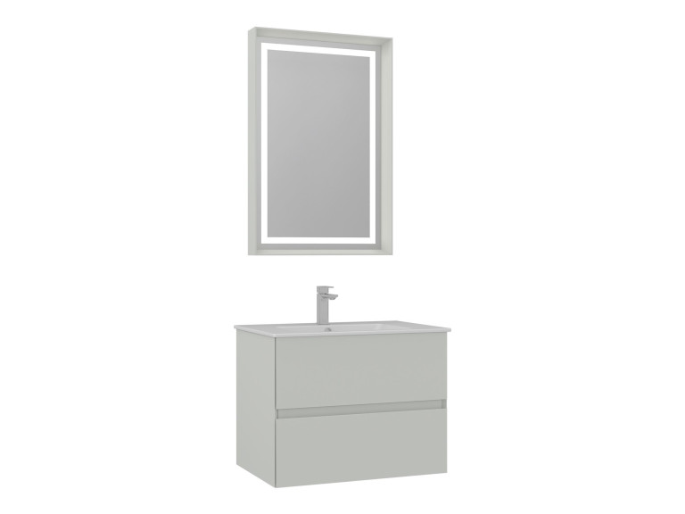 Zestaw szafki pod umywalkę z lustrem (2 elementy) „Nest 71 v2” – 71 x 51 x 55 cm – matowy kolor kaszmiru