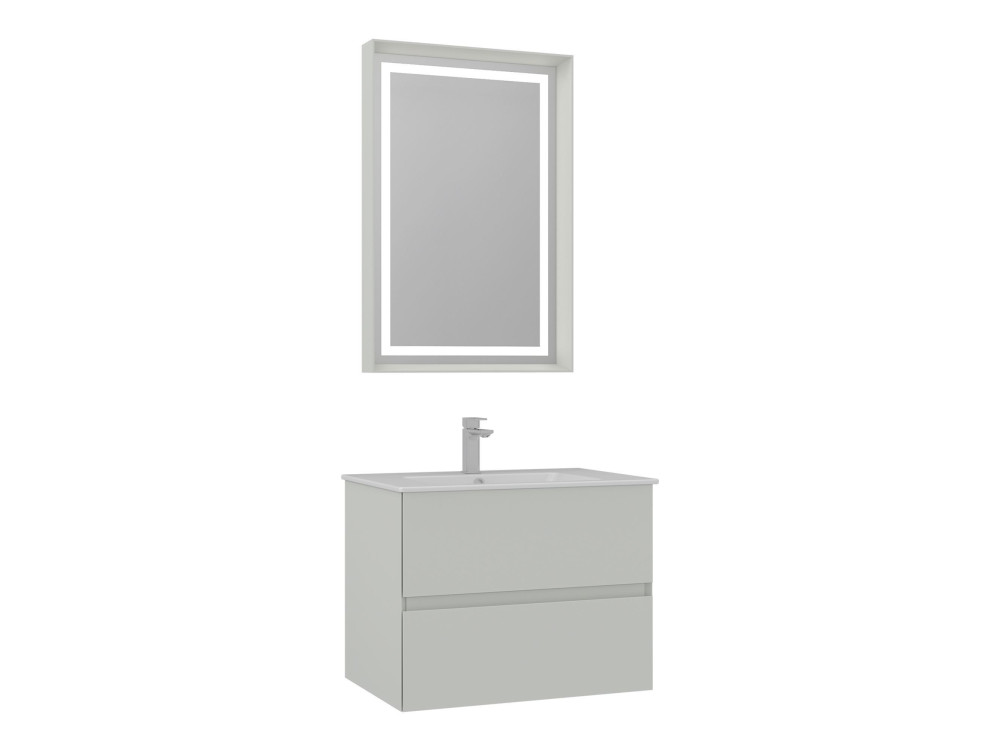 Zestaw szafki pod umywalkę z lustrem (2 elementy) „Nest 71 v2” – 71 x 51 x 55 cm – matowy kolor kaszmiru