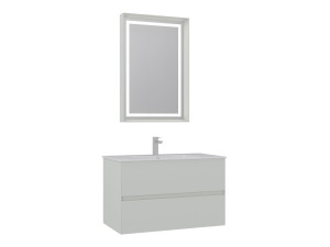 Zestaw szafki pod umywalkę z lustrem (2 elementy) „Nest 91 v2” – 91 x 51 x 55 cm – matowy kolor kaszmir