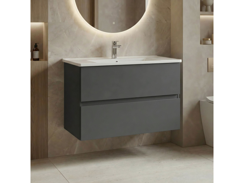 Szafka pod umywalkę „Nest 91 v2” – 91 x 51 x 55 cm – matowy antracyt