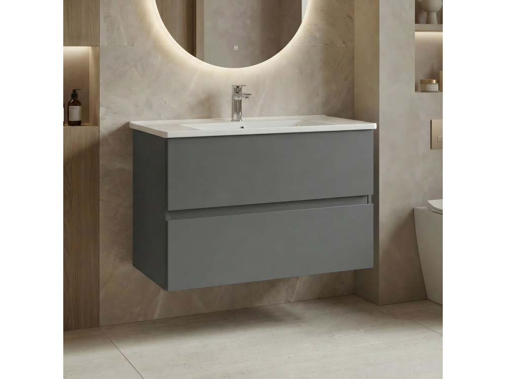 Szafka pod umywalkę „Nest 91 v2” – 91 x 51 x 55 cm – matowa szarość