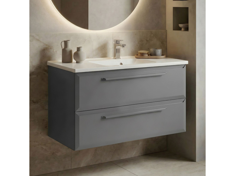 Szafka pod umywalkę „Nuvola 100 v2” – 100 x 50 x 62 cm – szara