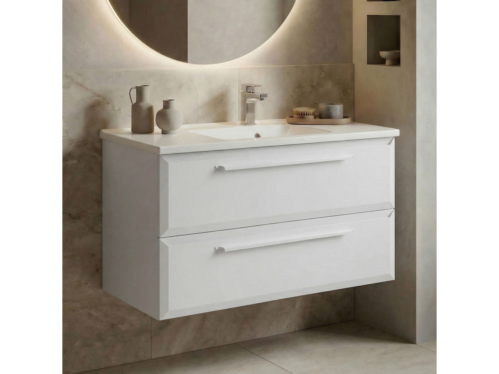 Szafka pod umywalkę „Nuvola 100 v2” – 100 x 50 x 62 cm – biała