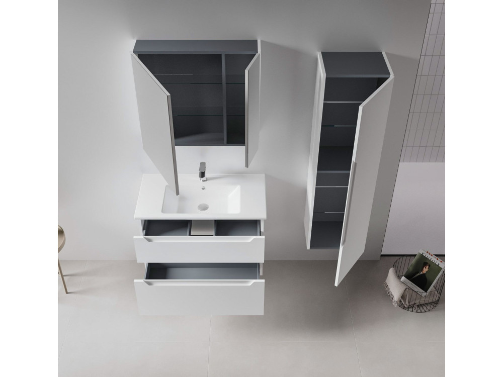 Szafka pod umywalkę „Messina 85 v2” – 85 x 45 x 55 cm – matowa biel