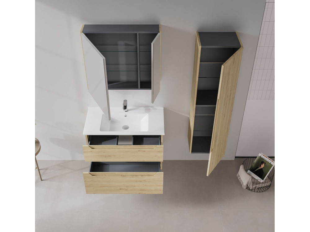 Szafka pod umywalkę „Messina 85 v2” – 85 x 45 x 55 cm – dąb