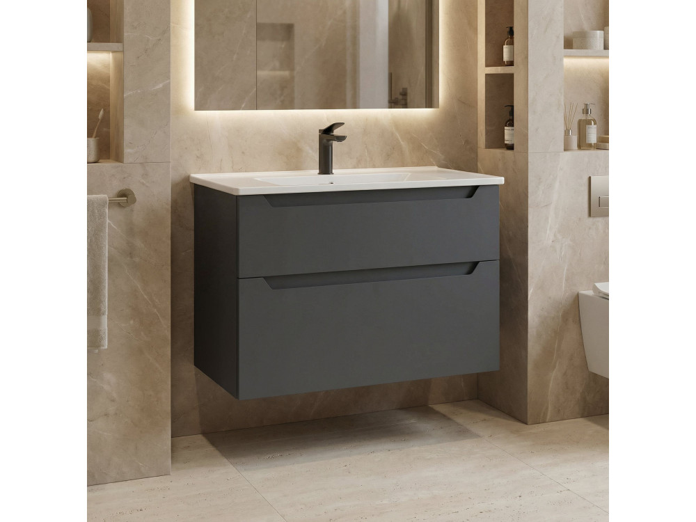 Szafka pod umywalkę „Messina 85 v2” – 85 x 45 x 55 cm – matowy antracyt