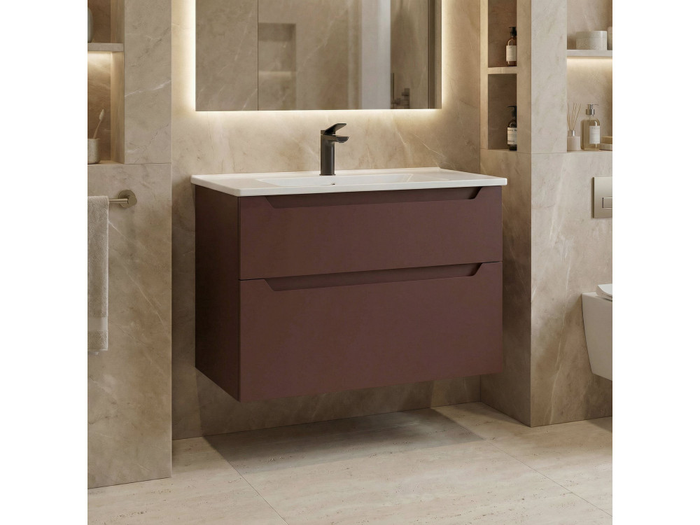 Szafka pod umywalkę „Messina 85 v2” – 85 x 45 x 55 cm – matowa czerwień
