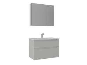 Zestaw szafki pod umywalkę z lustrem (2 elementy) „Messina 85 v2” – 85 x 45 x 55 cm – matowy kolor kaszmiru