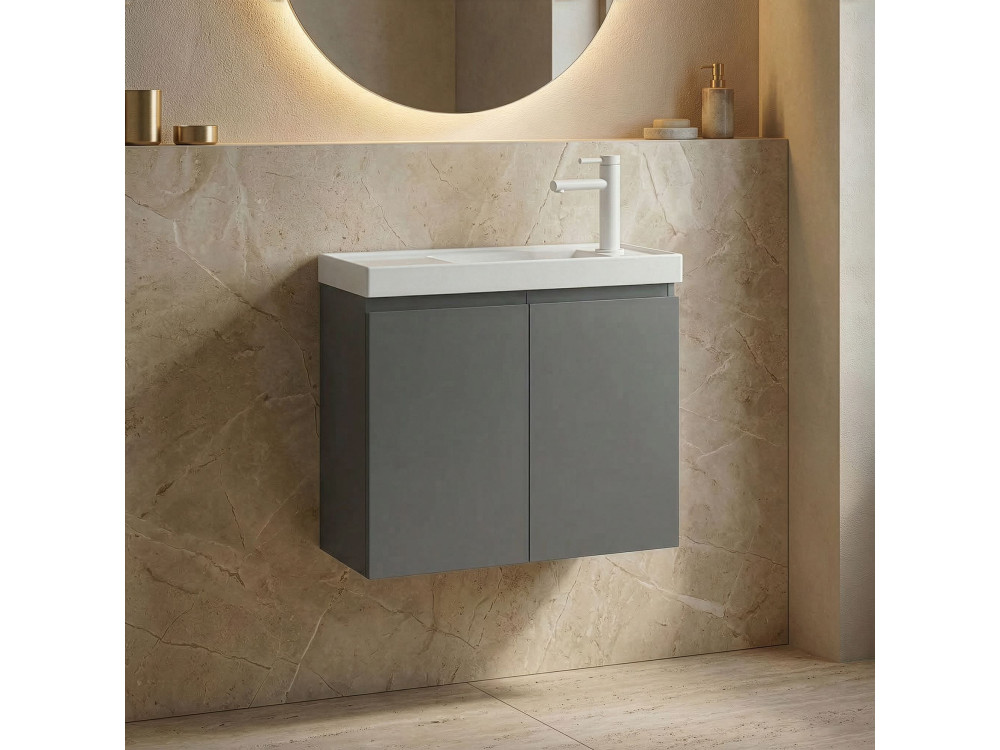 Szafka pod umywalkę „Ferla 60” – 60 x 22 x 50 cm – matowa szarość
