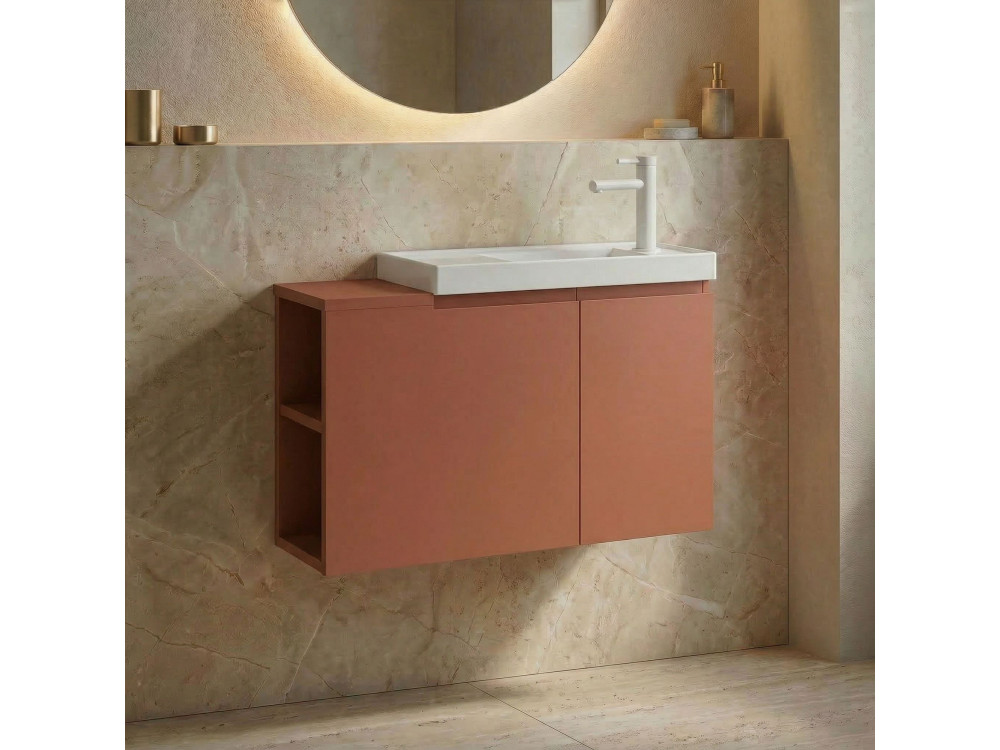 Szafka pod umywalkę „Ferla 80” – 80 x 22 x 45 cm – kolor Matte Cinnamon