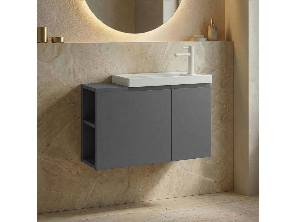 Szafka pod umywalkę „Ferla 80” – 80 x 22 x 45 cm – matowa szarość