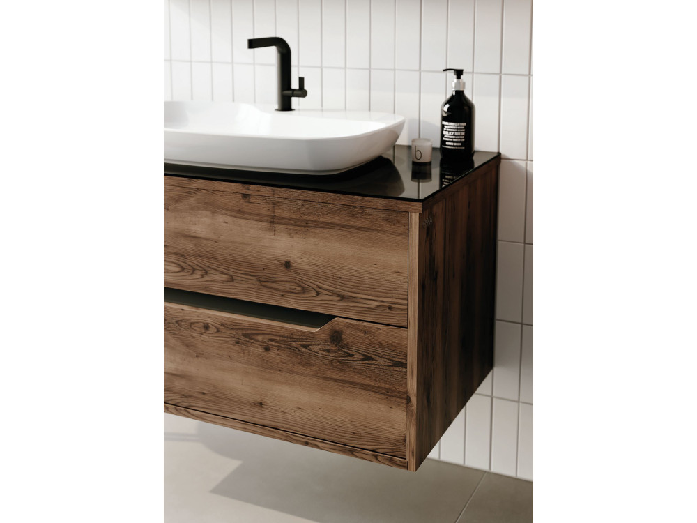 Zestaw szafki pod umywalkę z lustrem (2 elementy) „Galia 100 v2” – 100 x 50 x 50 cm – orzech