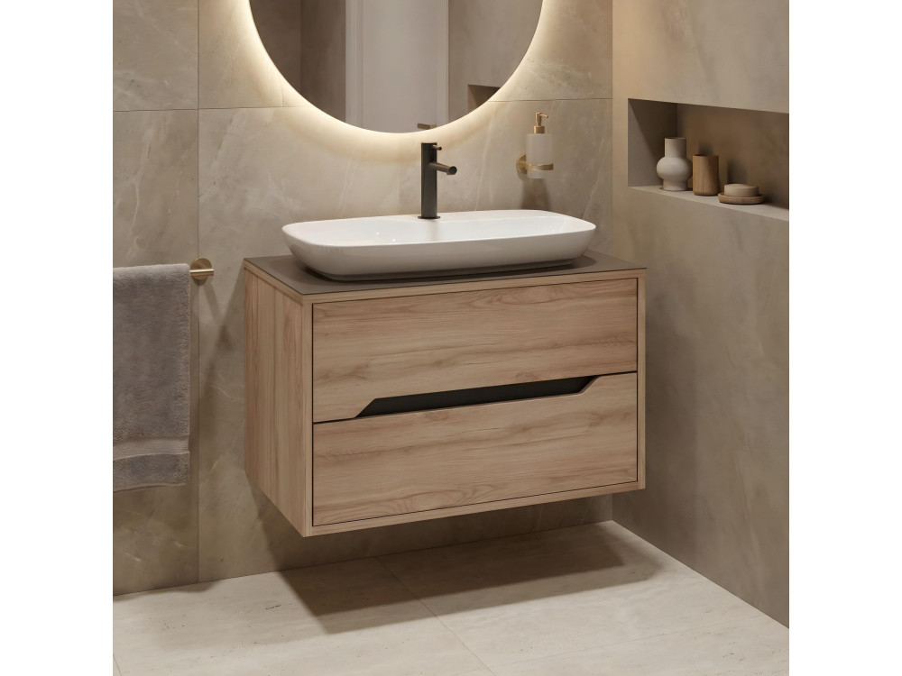 Szafka pod umywalkę „Galia 80 v2” – 80 x 50 x 50 cm – dąb