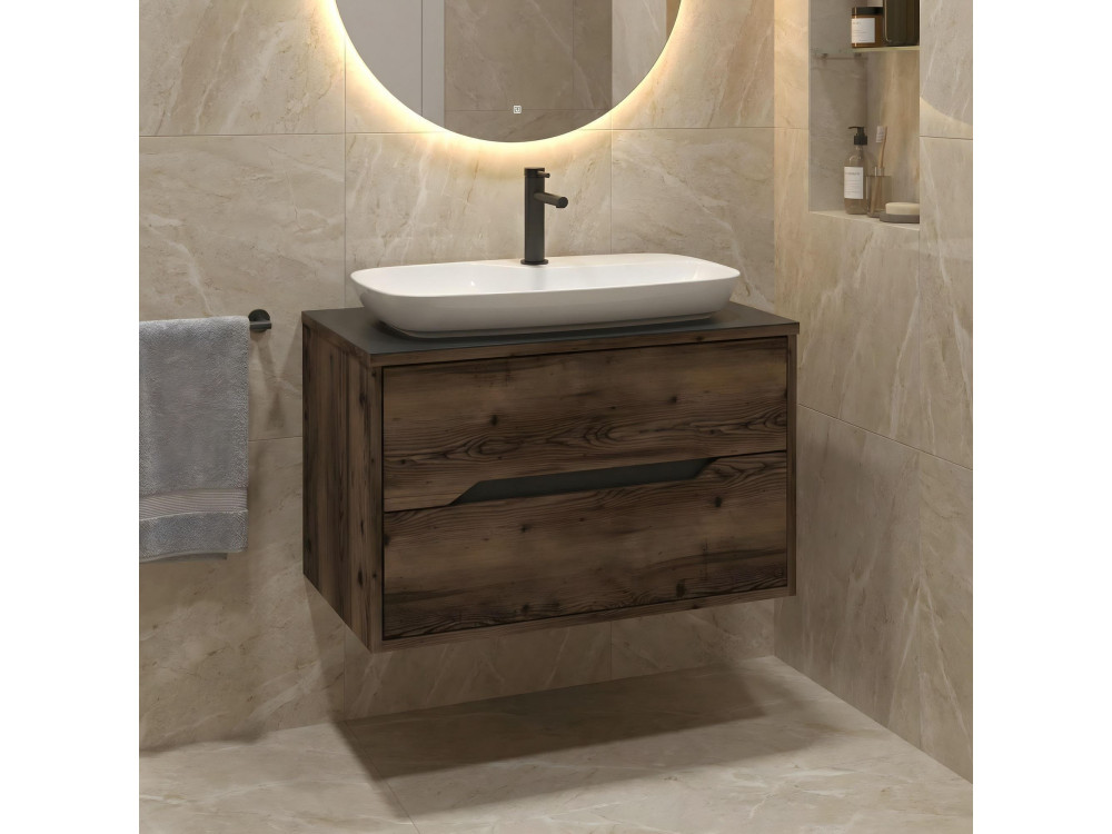 Szafka pod umywalkę „Galia 80 v2” – 80 x 50 x 50 cm – ciemny orzech