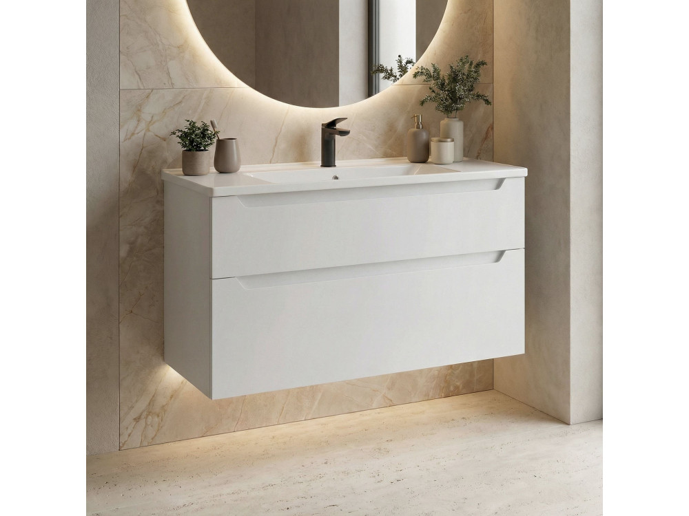 Szafka pod umywalkę „Messina 100 v2” – 100 x 45 x 55 cm – matowa biel