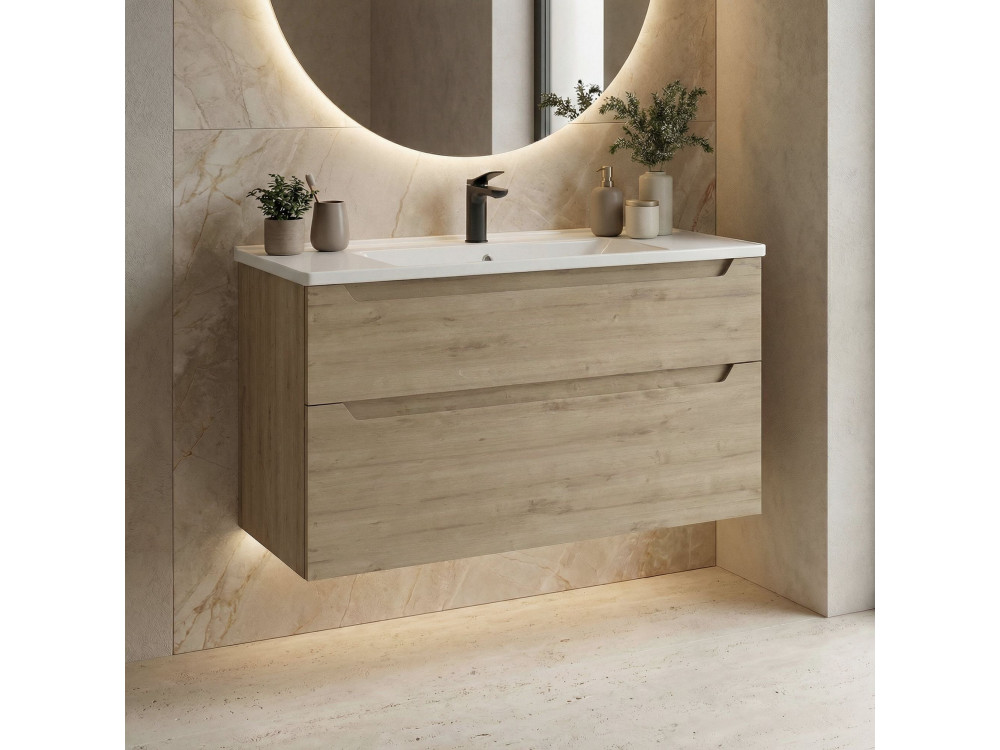 Szafka pod umywalkę „Messina 100 v2” – 100 x 45 x 55 cm – dąb
