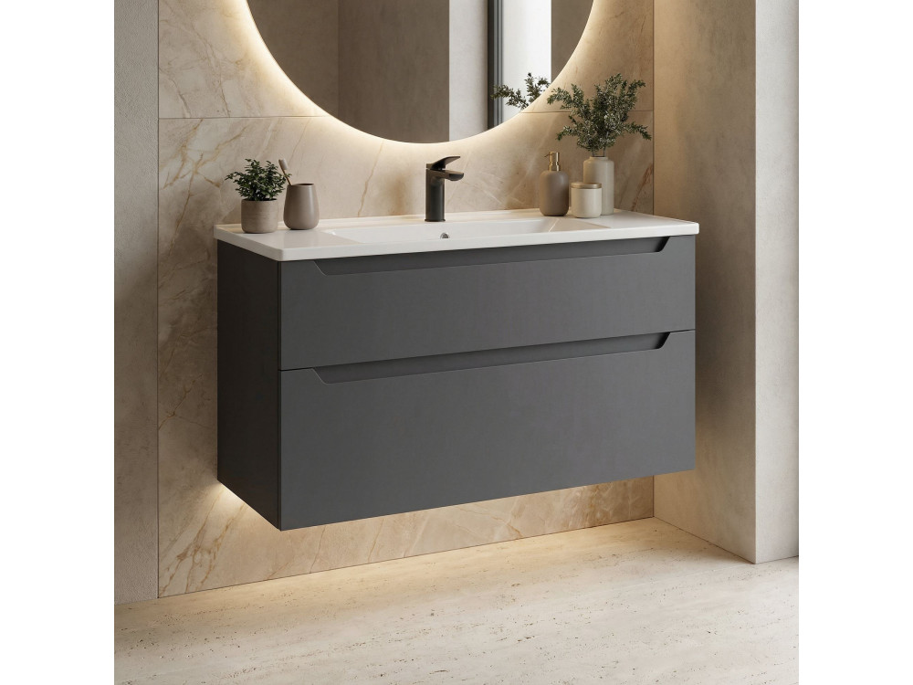Szafka pod umywalkę „Messina 100 v2” – 100 x 45 x 55 cm – matowy antracyt