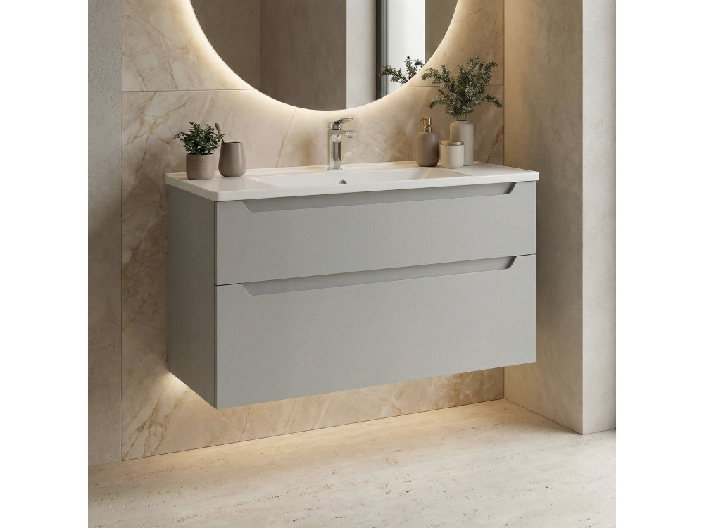 Szafka pod umywalkę „Messina 100 v2” – 100 x 45 x 55 cm – Matte Cashmere