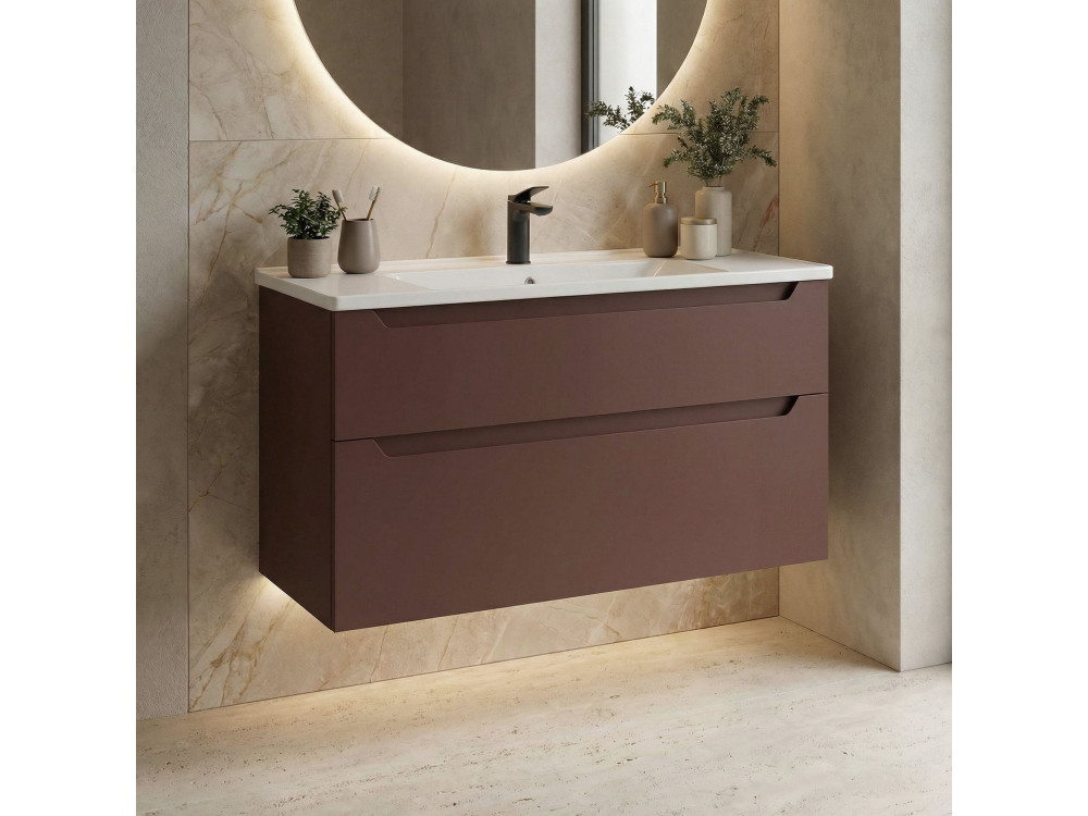 Szafka pod umywalkę „Messina 100 v2” – 100 x 45 x 55 cm – matowa czerwień