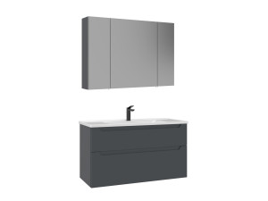 Zestaw szafki pod umywalkę z lustrem (2 elementy) „Messina 100 v2” – 100 x 45 x 55 cm – matowy antracyt