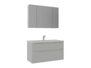 Zestaw szafki pod umywalkę z lustrem (2 elementy) „Messina 100 v2” – 100 x 45 x 55 cm – matowy kolor kaszmiru