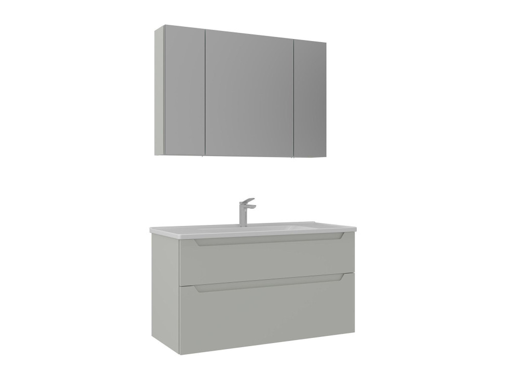 Zestaw szafki pod umywalkę z lustrem (2 elementy) „Messina 100 v2” – 100 x 45 x 55 cm – matowy kolor kaszmiru