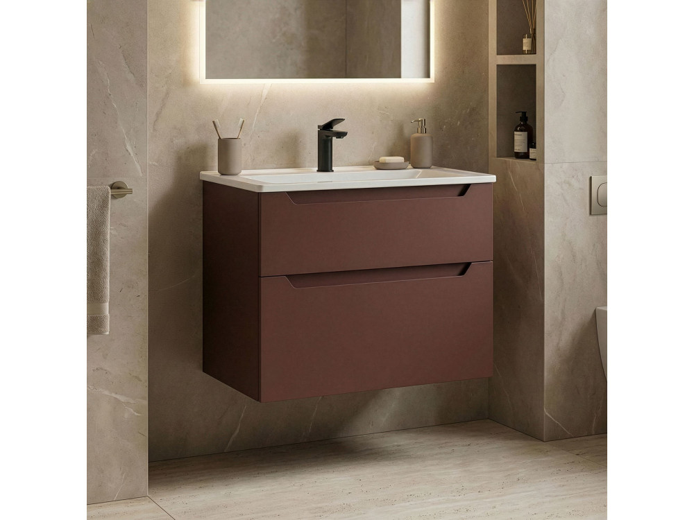 Szafka pod umywalkę „Messina 65 v2” – 65 x 45 x 55 cm – matowa czerwień