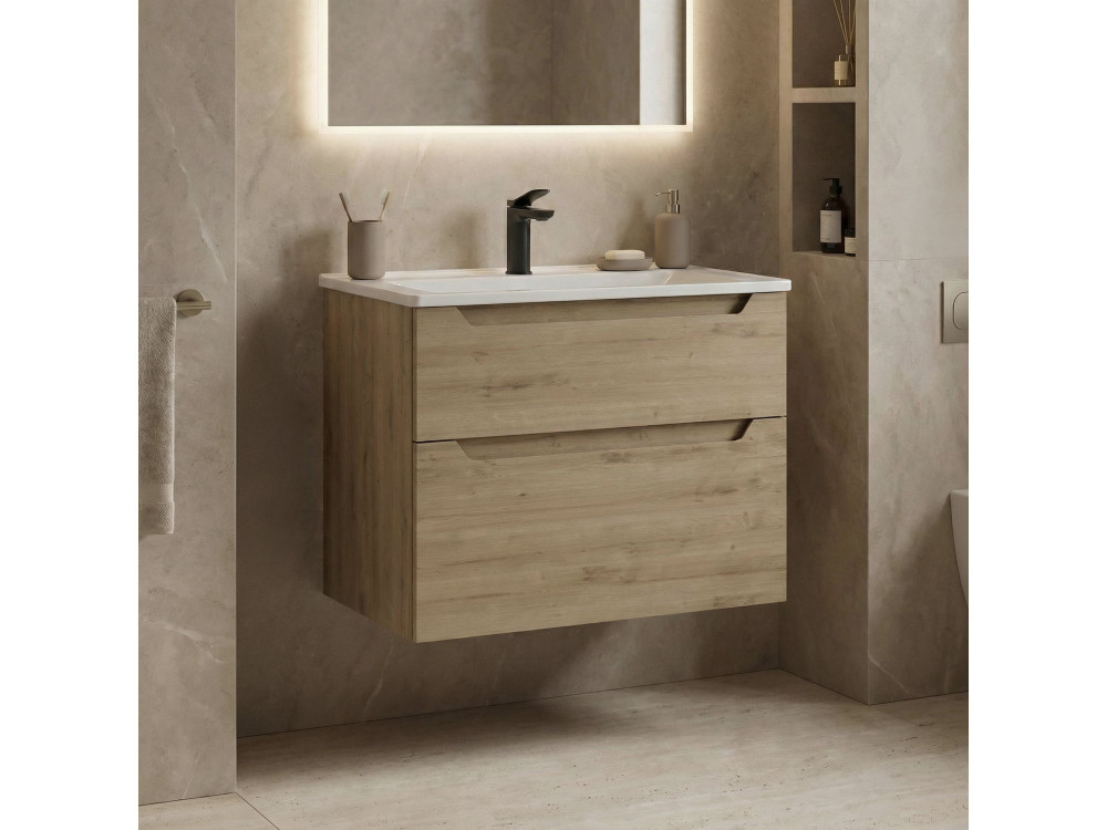 Szafka pod umywalkę „Messina 65 v2” – 65 x 45 x 55 cm – dąb