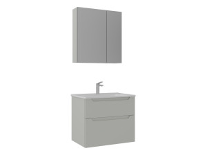 Zestaw szafki pod umywalkę z lustrem (2 elementy) „Messina 65 v2” – 65 x 45 x 55 cm – matowy kolor kaszmiru