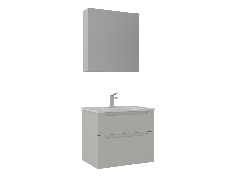 Zestaw szafki pod umywalkę z lustrem (2 elementy) „Messina 65 v2” – 65 x 45 x 55 cm – matowy kolor kaszmiru