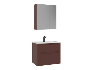 Zestaw szafki pod umywalkę z lustrem (2 elementy) „Messina 65 v2” – 65 x 45 x 55 cm – matowa czerwień