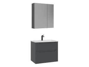 Zestaw szafki pod umywalkę z lustrem (2 elementy) „Messina 65 v2” – 65 x 45 x 55 cm – matowy antracyt