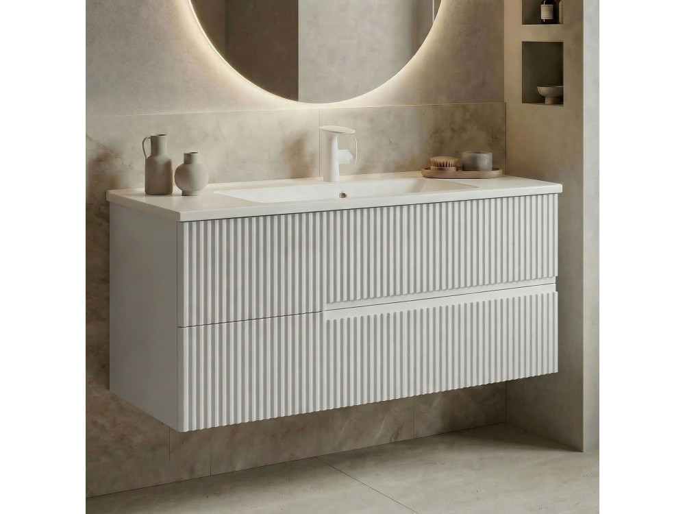 Szafka pod umywalkę „Moonlight 120” – 121 x 51 x 51 cm – matowa biel
