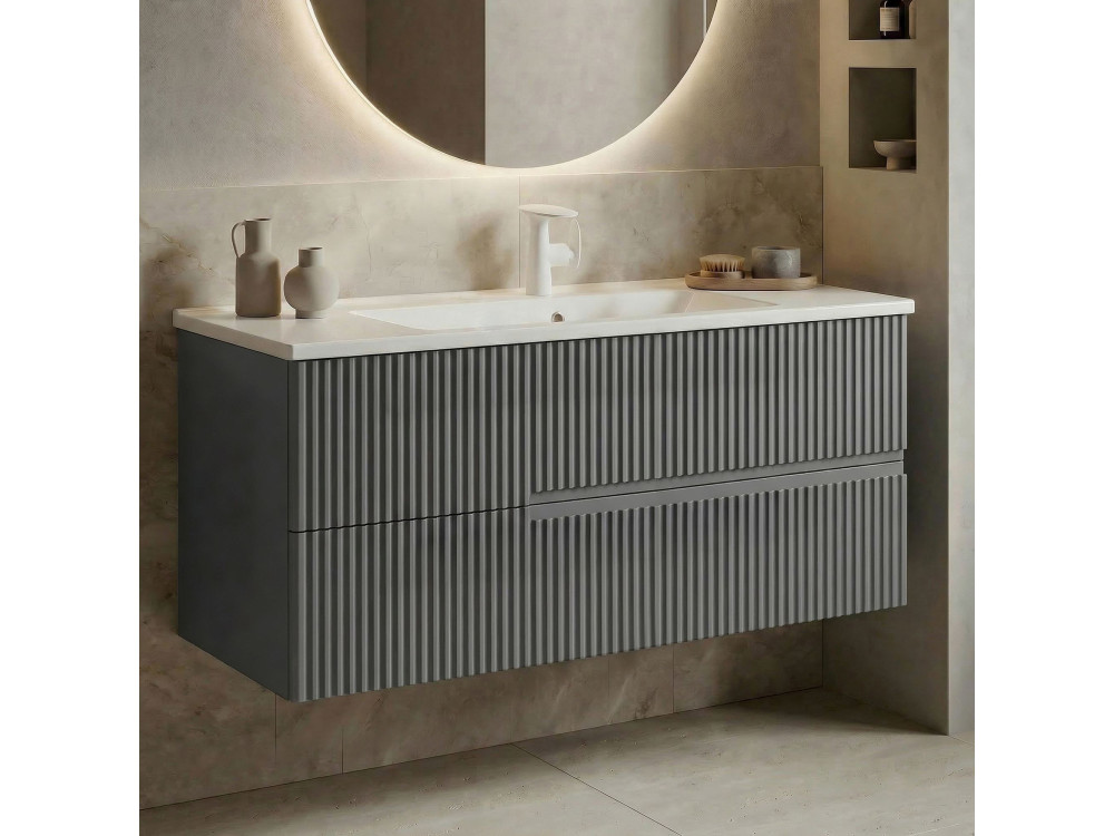 Szafka pod umywalkę „Moonlight 120” – 121 x 51 x 51 cm – matowa szarość