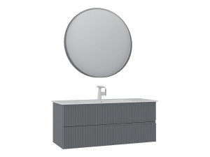 Zestaw szafki pod umywalkę z lustrem (2 elementy) „Moonlight 120 v2” – 121 x 51 x 51 cm – matowa szarość