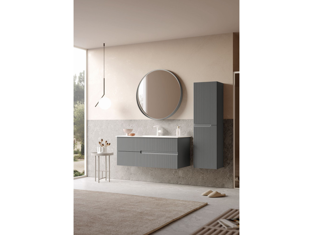 Zestaw szafki pod umywalkę z lustrem (2 elementy) „Moonlight 120 v2” – 121 x 51 x 51 cm – matowa szarość