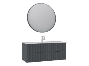Zestaw szafki pod umywalkę z lustrem (2 elementy) „Moonlight 120 v2” – 121 x 51 x 51 cm – matowy antracyt