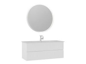 Zestaw szafki pod umywalkę z lustrem (2 elementy) „Moonlight 120 v2” – 121 x 51 x 51 cm – matowa biel