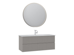 Zestaw szafki pod umywalkę z lustrem (2 elementy) „Moonlight 120 v2” – 121 x 51 x 51 cm – kolor Matte Mink