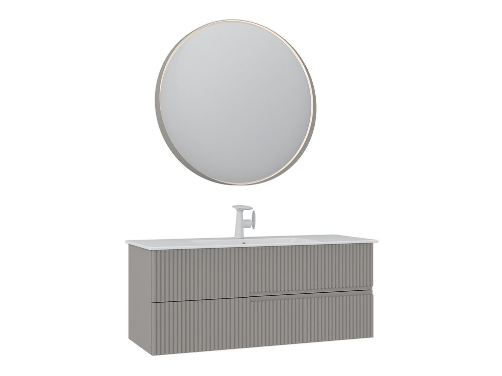 Zestaw szafki pod umywalkę z lustrem (2 elementy) „Moonlight 120 v2” – 121 x 51 x 51 cm – kolor Matte Mink