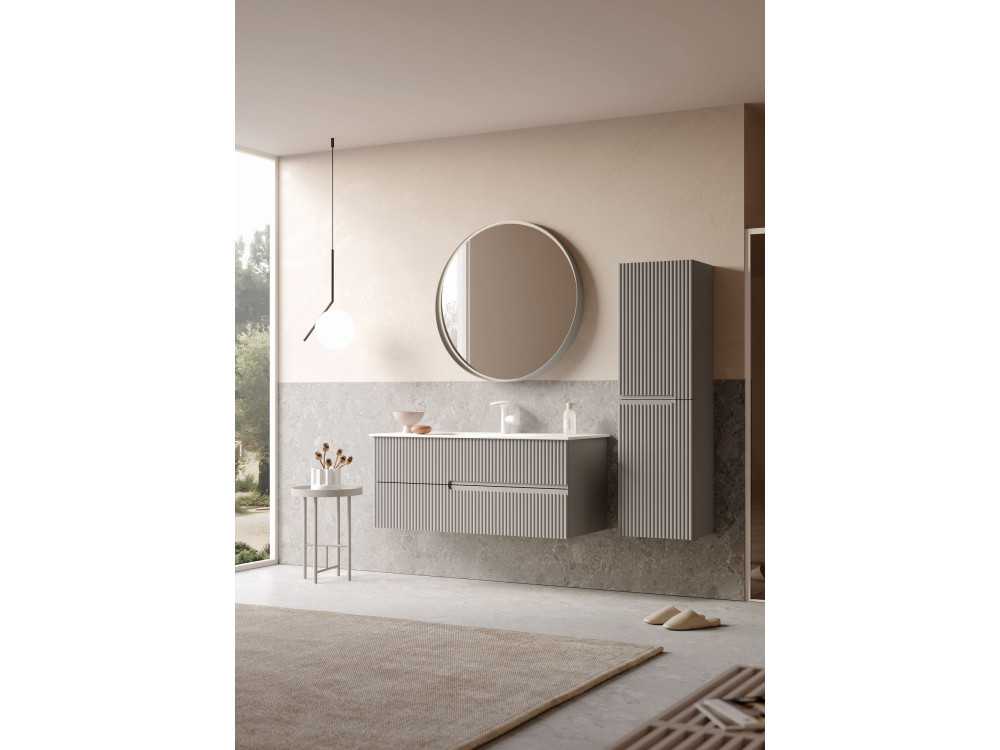 Zestaw szafki pod umywalkę z lustrem (2 elementy) „Moonlight 120 v2” – 121 x 51 x 51 cm – kolor Matte Mink