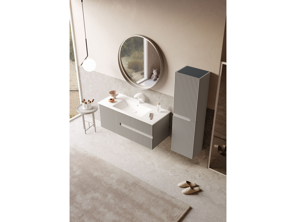 Zestaw szafki pod umywalkę z lustrem (2 elementy) „Moonlight 120 v2” – 121 x 51 x 51 cm – kolor Matte Mink
