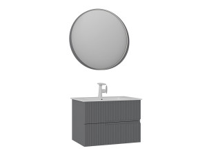 Zestaw szafki pod umywalkę z lustrem (2 elementy) „Moonlight 70 v2” – 71 x 51 x 51 cm – matowa szarość