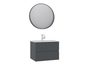 Zestaw szafki pod umywalkę z lustrem (2 elementy) „Moonlight 70 v2” – 71 x 51 x 51 cm – matowy antracyt