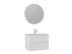 Zestaw szafki pod umywalkę z lustrem (2 elementy) „Moonlight 70 v2” – 71 x 51 x 51 cm – matowa biel