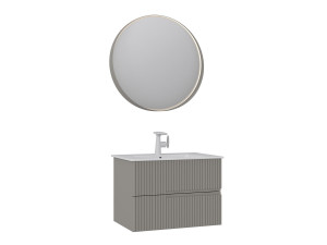 Zestaw szafki pod umywalkę z lustrem (2 elementy) „Moonlight 70 v2” – 71 x 51 x 51 cm – kolor Matte Mink