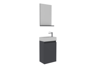 Zestaw szafki pod umywalkę z lustrem (2 elementy) „Conza 45” – 45 x 26 x 75 cm – matowy antracyt