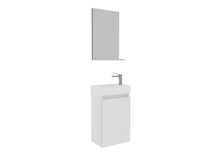 Zestaw szafki pod umywalkę z lustrem (2 elementy) „Conza 45” – 45 x 26 x 75 cm – biały