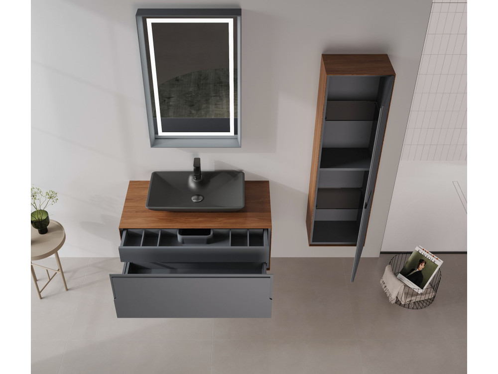 Szafka pod umywalkę „Craft 100” – 100 x 50 x 40 cm – orzech / antracyt