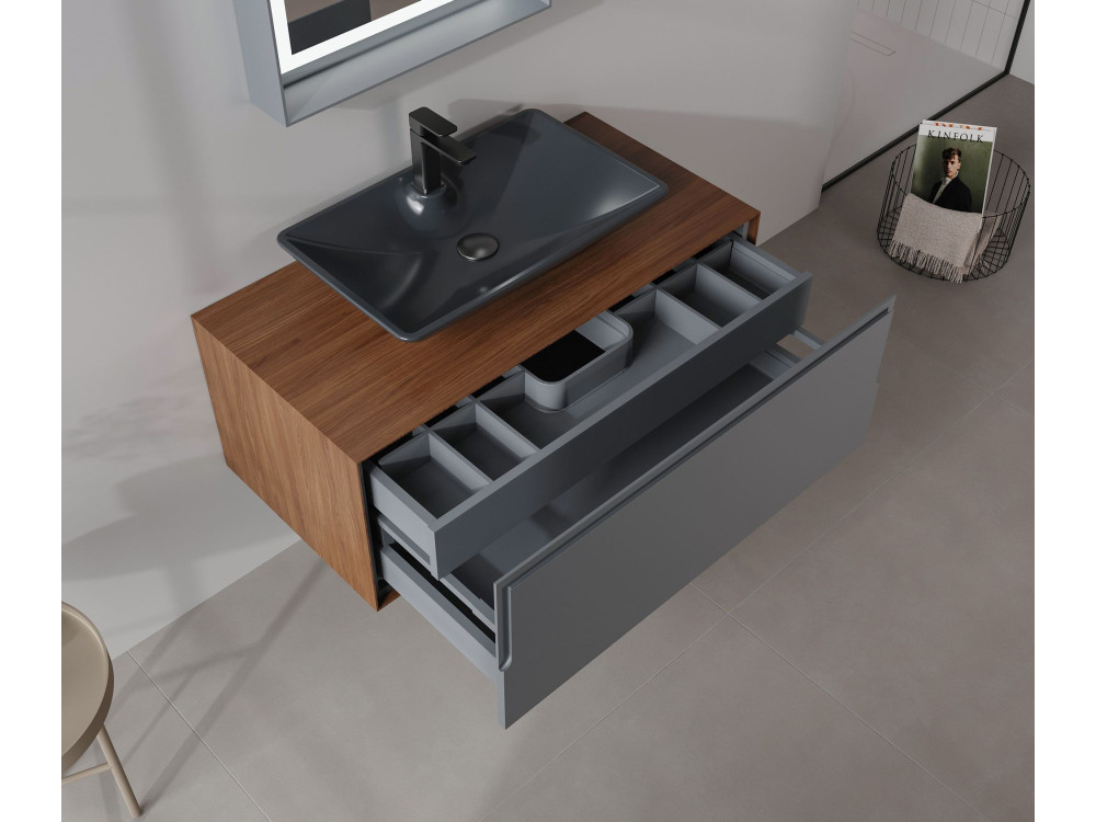 Szafka pod umywalkę „Craft 100” – 100 x 50 x 40 cm – orzech / antracyt